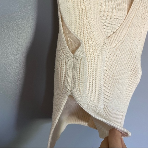 Pilcro V-Neck Hooded Sweater Vest Knit Cream sz XXS - Picture 7 of 15